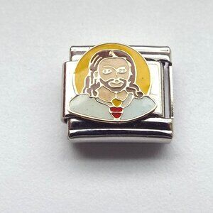 Enamel Sacred Heart Jesus 9mm stainless steel italian charm bracelet link new